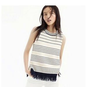 J.Crew Fringed Boatneck Shell in Stripe